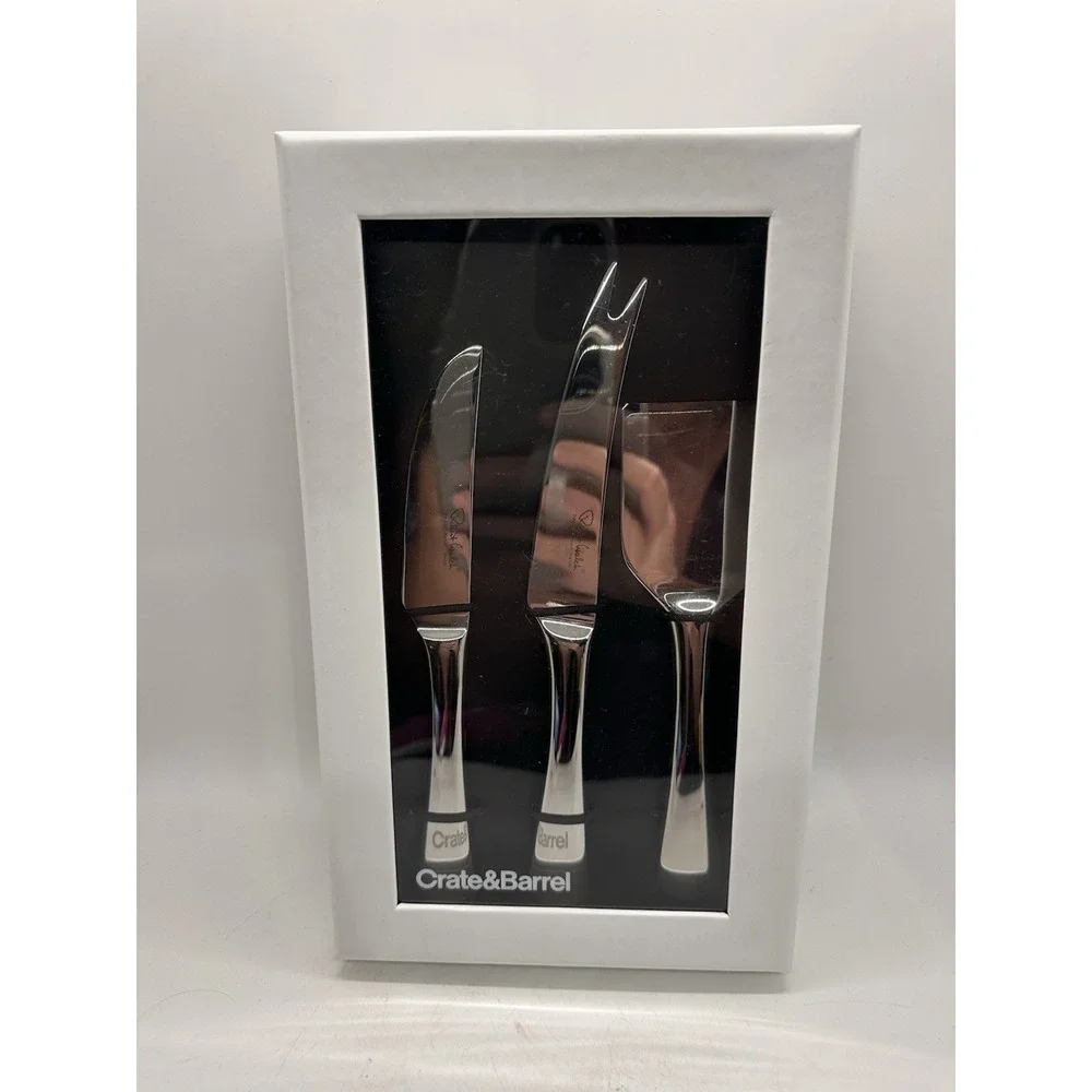 Crate & Barrel Caesna Cheese Knives Set 3 Robert Welch Stainless Steel Boxed